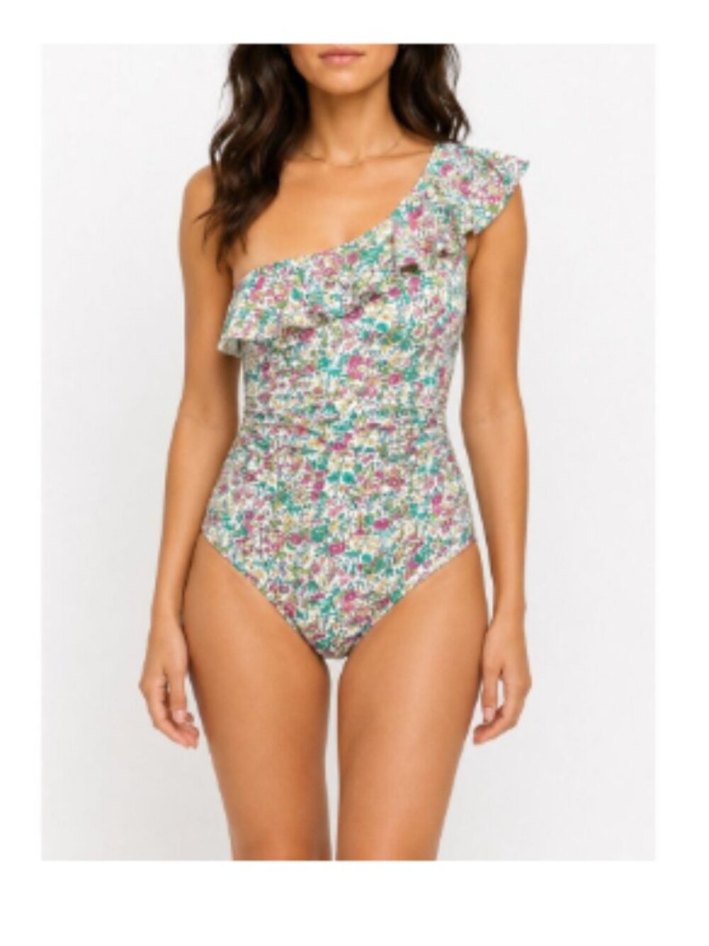 NEW J. Crew  Ruffle One Shoulder Swimsuit Liberty Floral Print Sz 10